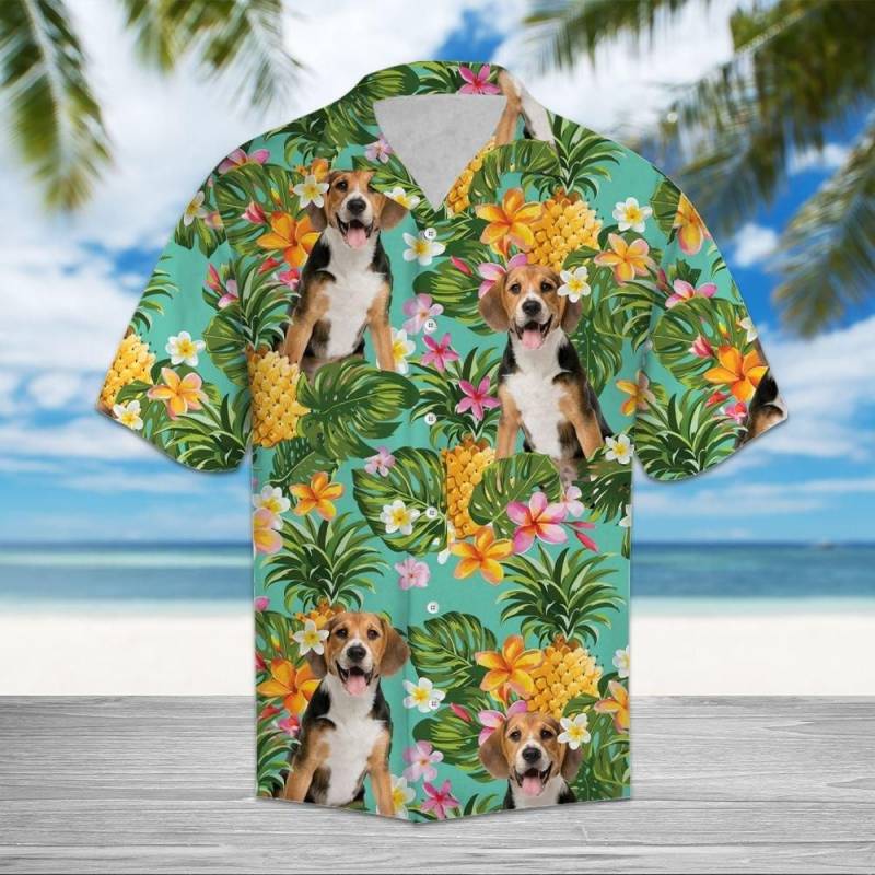 Artsyhomes Tropical Pineapple Beagle Hawaiian Ha34286