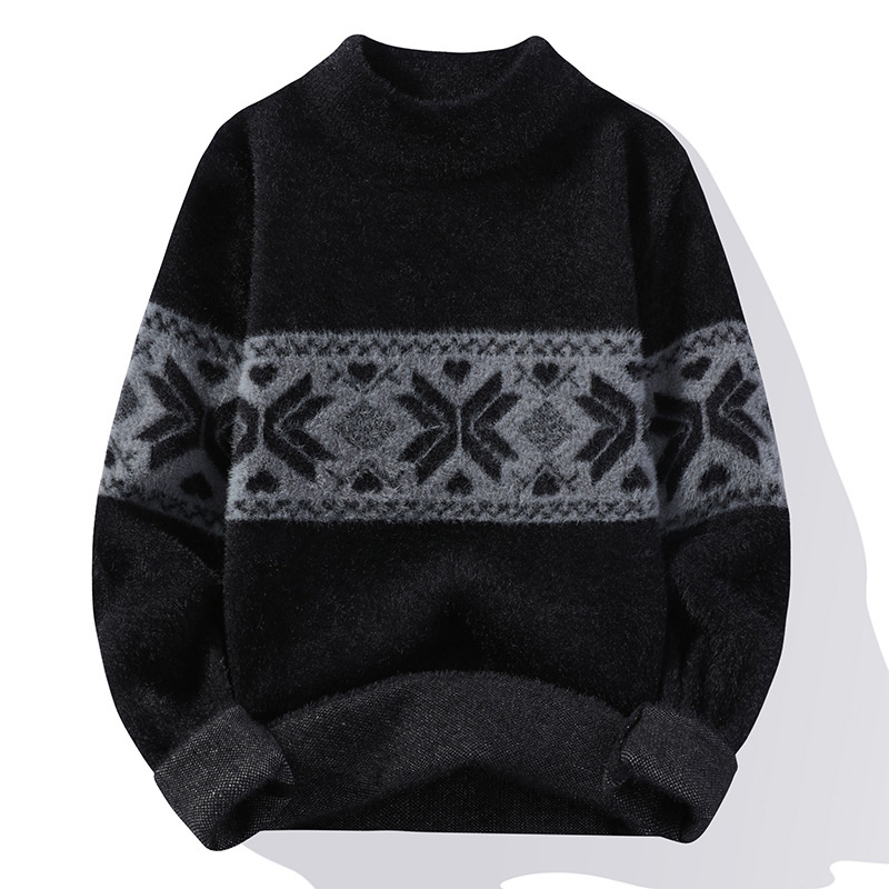 #5873 Black Grey Beige Knitted Sweaters For Men Warm Winer Harajuku Men’s Pullovers Long Sleeve Korean Style Knit Sweater O-neck alx