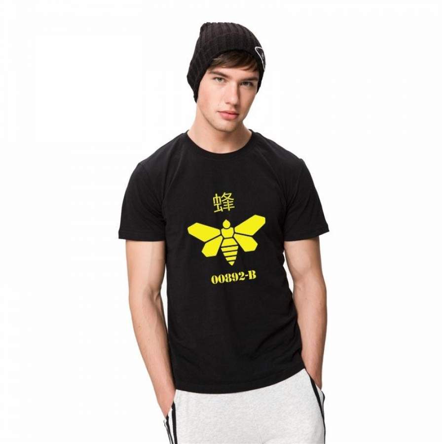 Breaking Bad Yellow Bee Printing T-Shirt Men Heisenberg Cook Tee Shirt Cotton Loose T Shirts Swag Clothes Hiphop