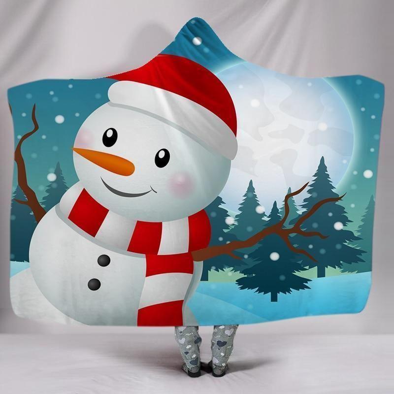 X-Mas Cute Snowman Hooded Blanket Christmas Decoration Ideas