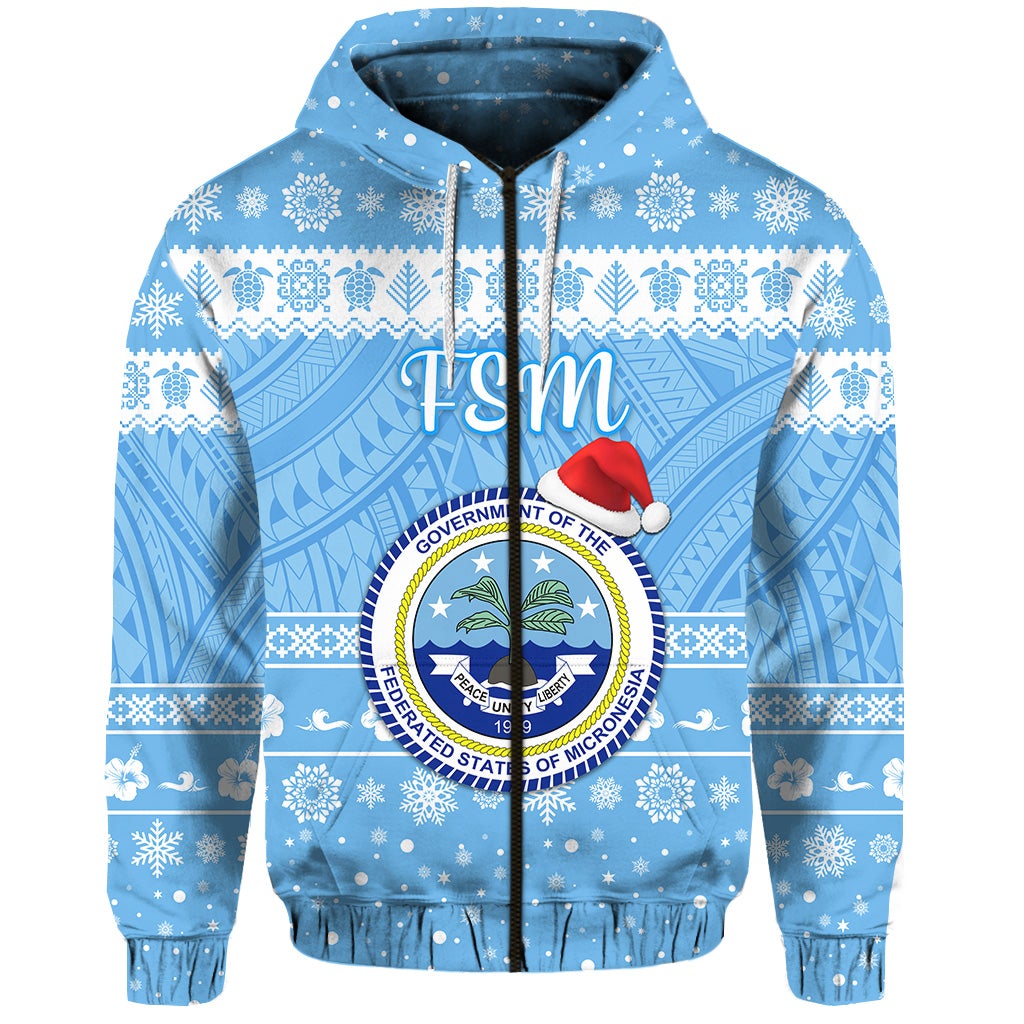 (Custom Personalised) Federated States Of Micronesia Christmas Zip Hoodie Simple Style – Fsm Seal Lt8