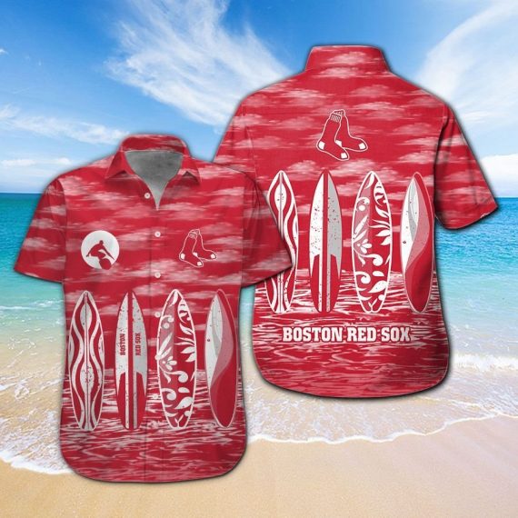 Boston Red Sox Short Sleeve Button Up Tropical Aloha Hawaii Shirts Ha22479