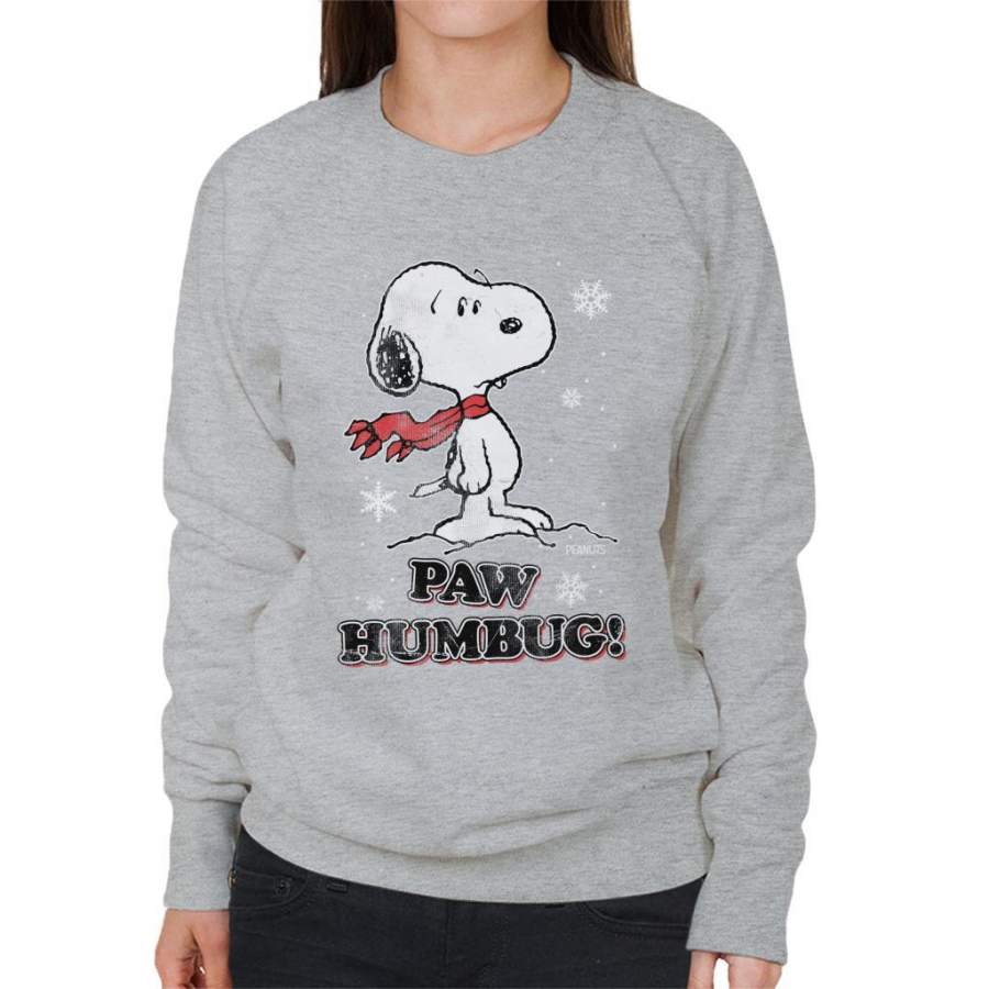 Peanuts Christmas Paw Humbug Snoopy Women’s Sweatshirt