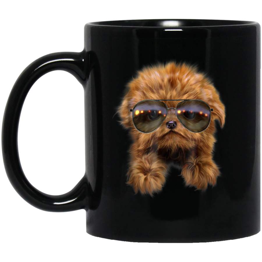 Mug Brown Poodle Puppy in Aviator Sunglass Dog