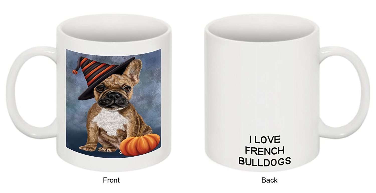 Christmas Happy Holidays French Bulldog Puppy Wearing Witch Hat Mug Cmg0647