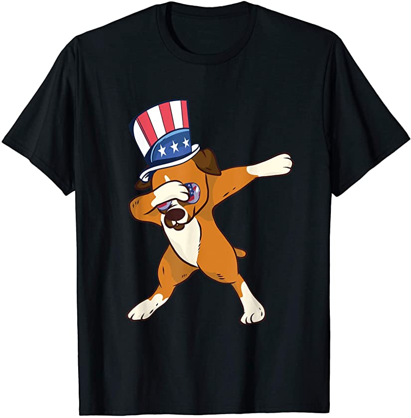 Dabbing Boxer Dog American Flag Patriotic Puppy Dab Dance T-Shirt