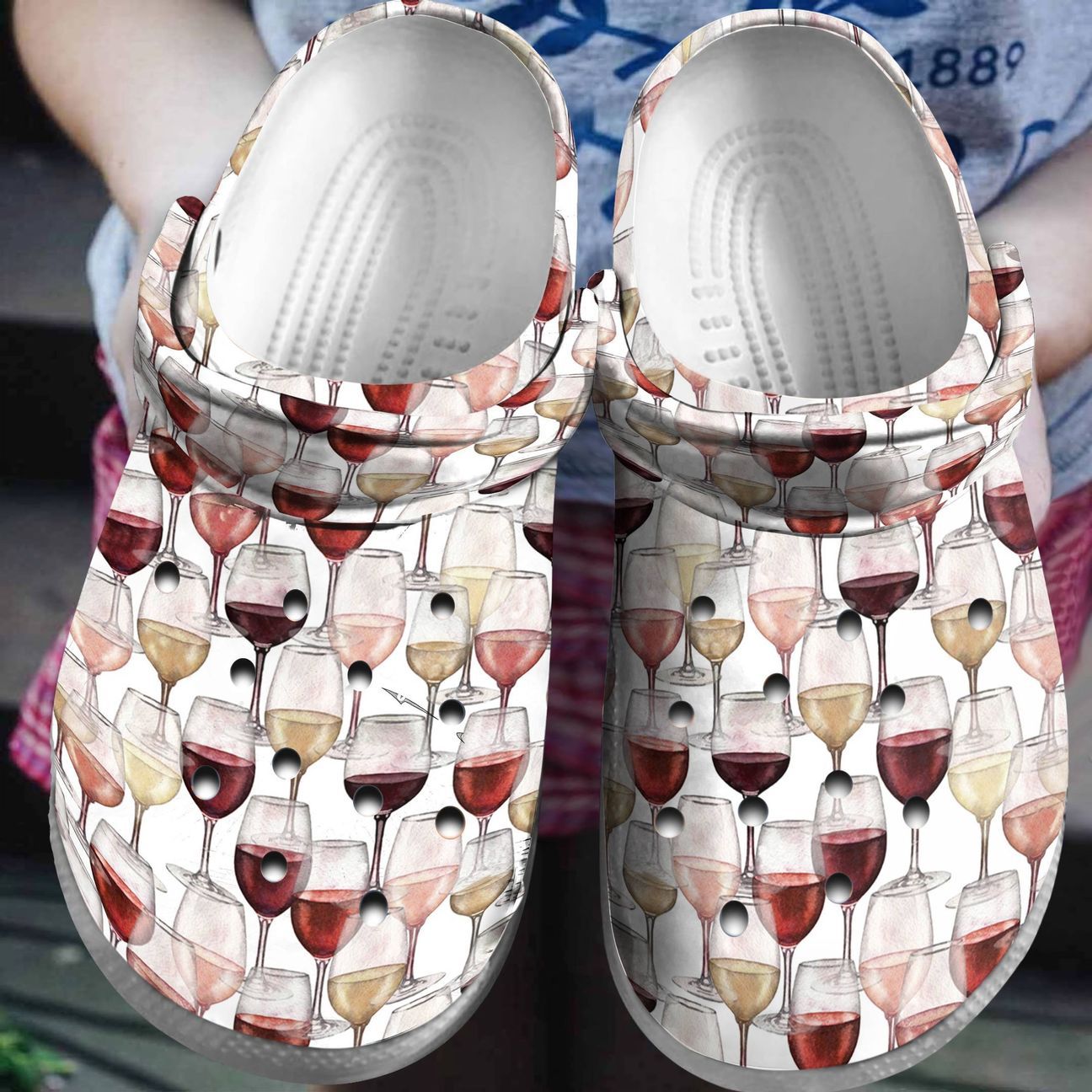 Wine Personalize Clog, Custom Name, Text, Fashion Style For Women, Men, Kid, Print 3D Wine Galss Pattern Style