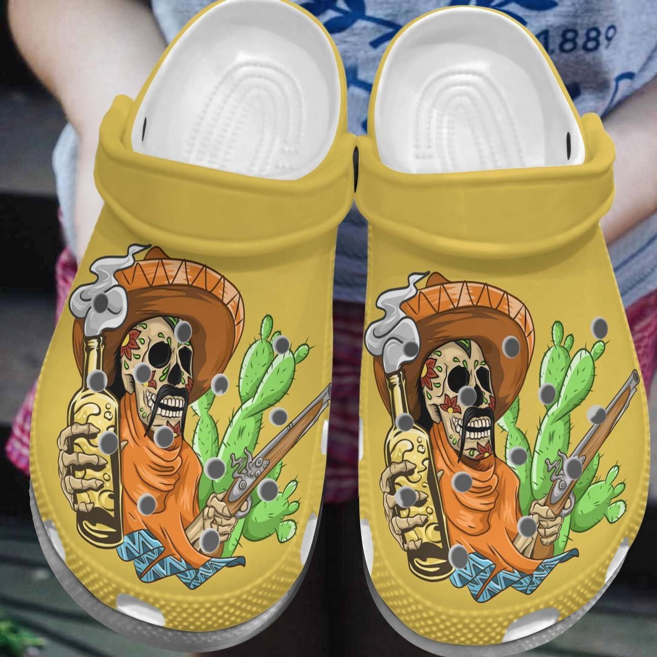 Beer Personalized Clog, Custom Name, Text, Color, Number Fashion Style For Women, Men, Kid, Print 3D Mexican Skull Beer