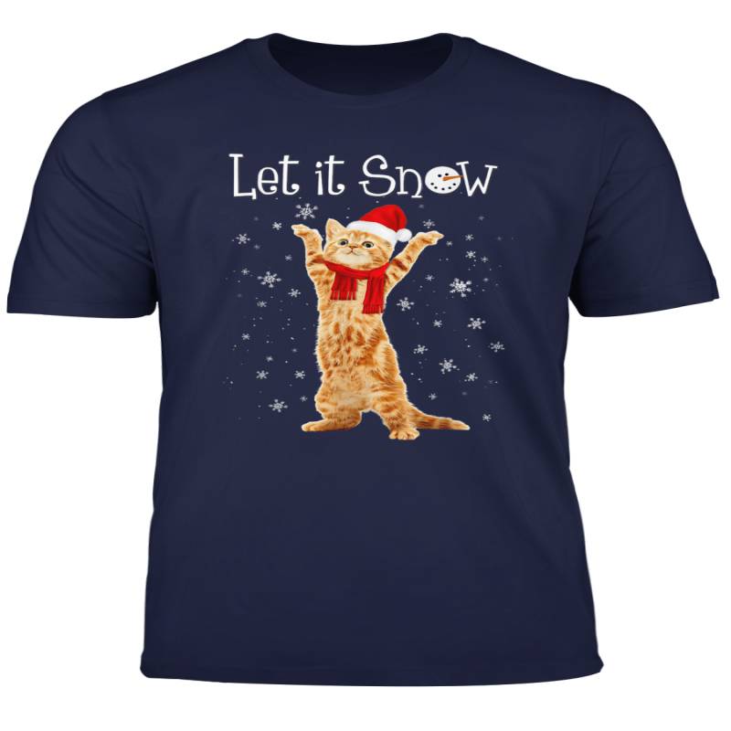 Let It Snow Santa Kitten Katze Schneeflocke Urlaub Funny T Shirt