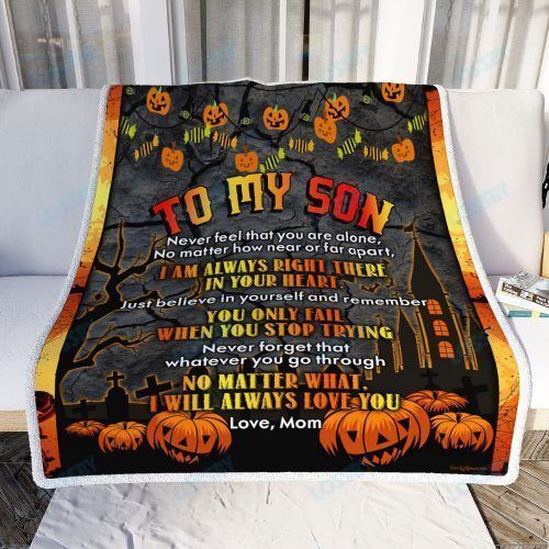 To My Son Halloween Sofa Throw Blanket Qnk483B Block Of Gear™