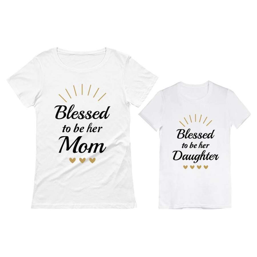 Blessed Mommy and Me Mother & Daughter Matching T-shirts Mother’s Day Gift Set