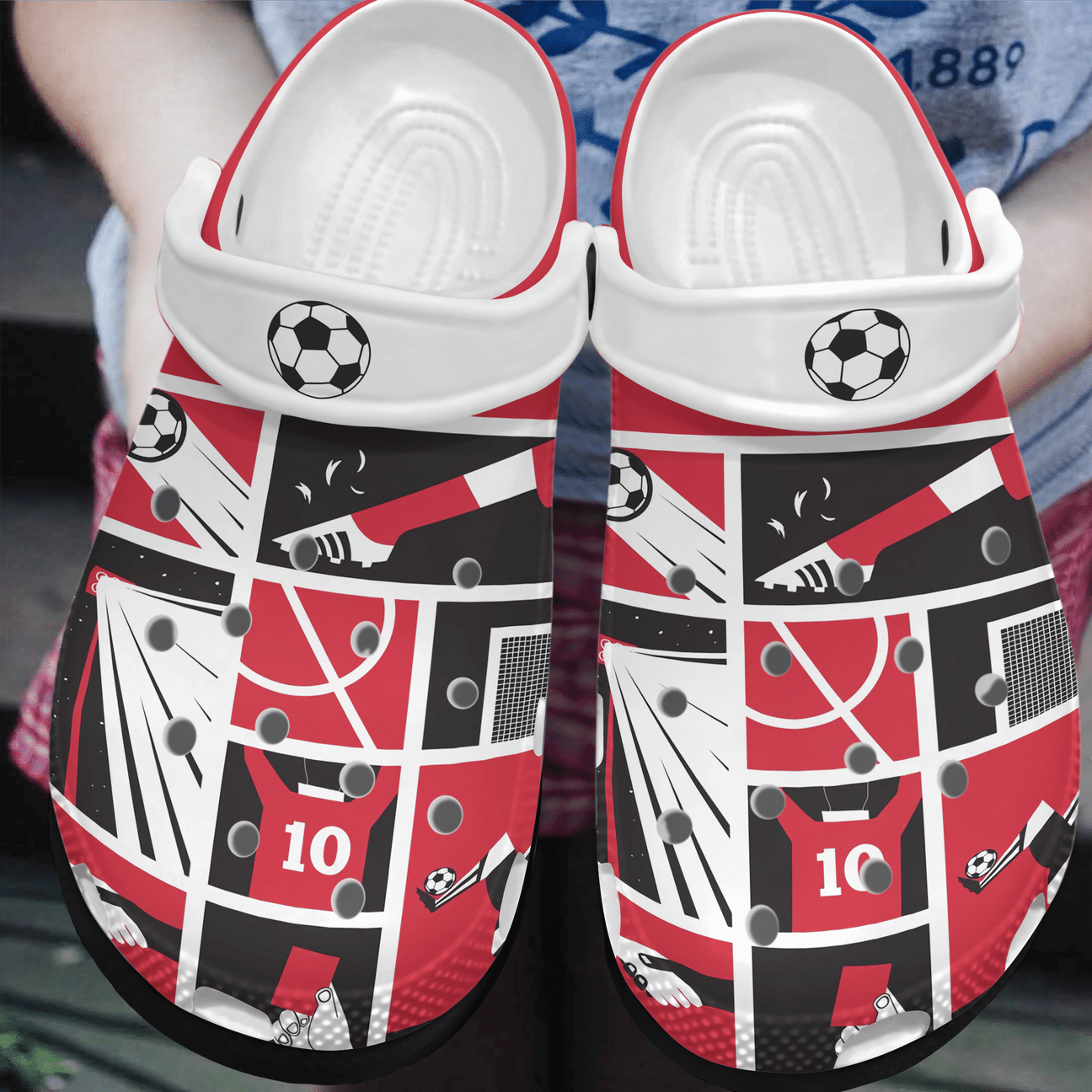 Soccer Personalized Clog, Custom Name, Text, Color, Number Fashion Style For Women, Men, Kid, Print 3D Soccer Field