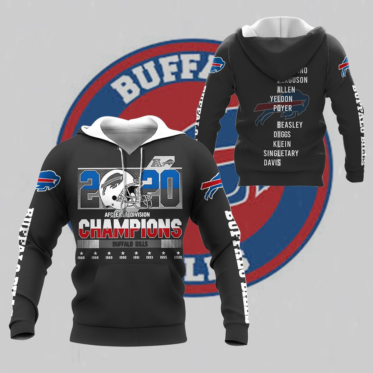 3D All Over Printed Buffalo Bills HVH-HL Shirts Ver 2 (Grey)