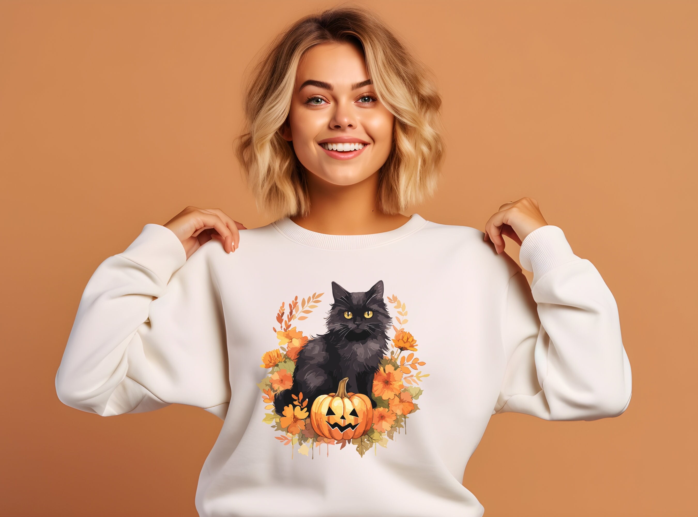 Halloween Shirt, Thanksgiving Shirt, Cat T-shirt, Fall Hoodie, Pumpkin Sweatshirt, Halloween Gift For HEr