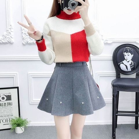 Woman Two-piece Casual Knitted Sweater and A-line Mini Skirts Female Elegant Long Sleeve Suits Office Lady Autumn Suits Q283 alx