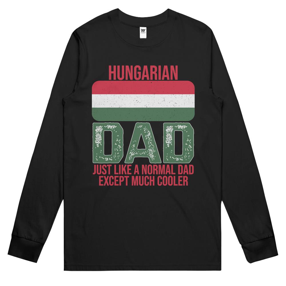 Mens Vintage Hungarian Dad Hungary Flag Design For Father’S Day Long Sleeve T Shirts