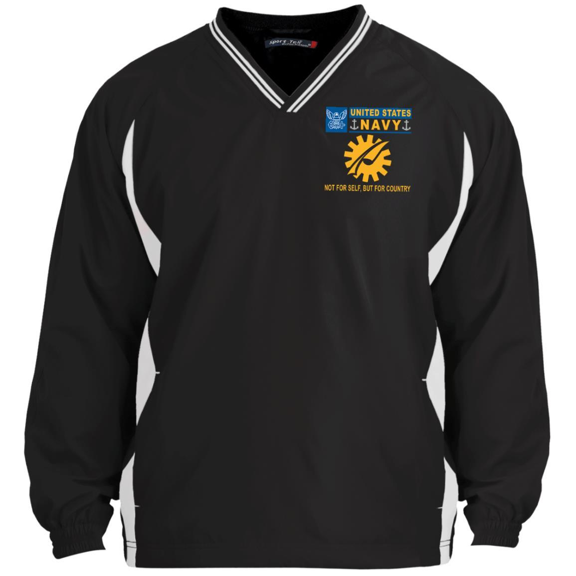 US Navy CWO Data Processing Technician DP Collar Device- Not For Self But For Country Sport-Tek Tipped V-Neck Windshirt