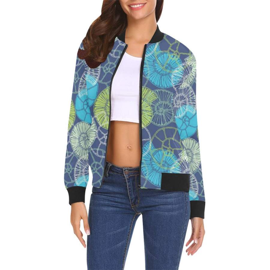 Seashells All Over Print Bomber Jacket for Women – Fit Fit Apparel