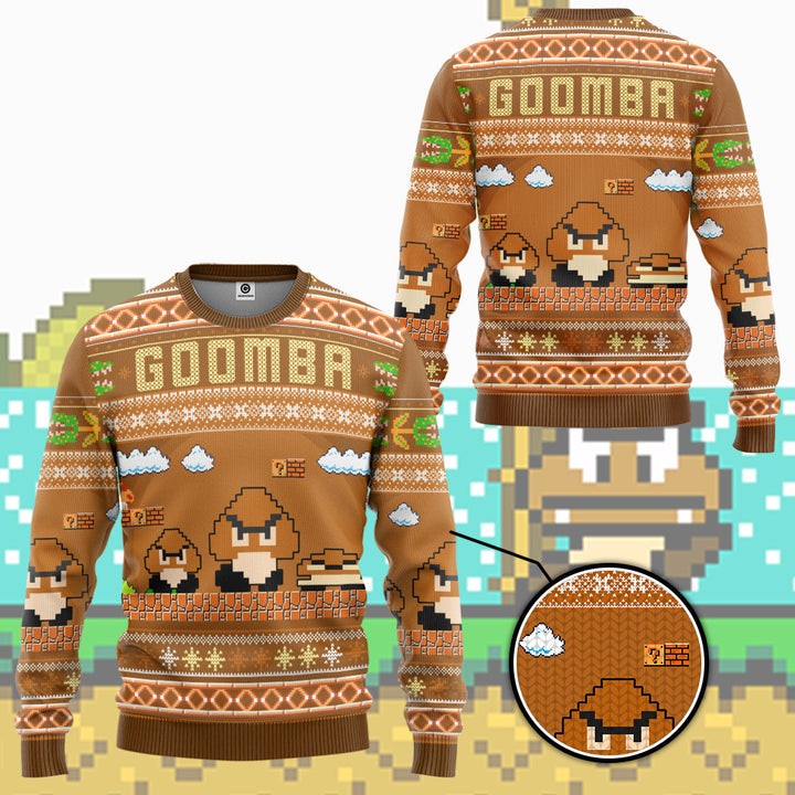 Waybackapparel Super Mario Goomba Custom Ugly 3D Sweater