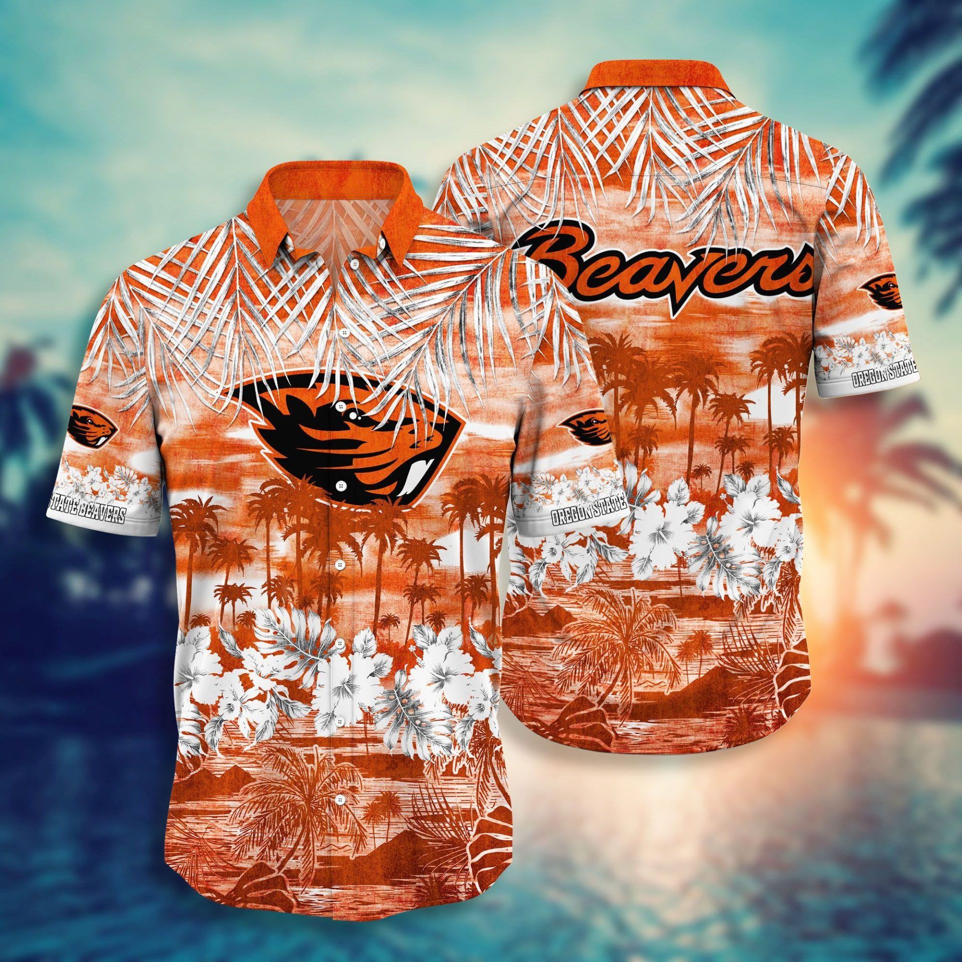 NCAA Oregon State Beavers Botton Down Hawaiian Shirt