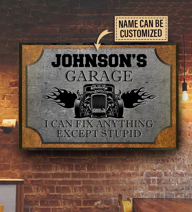 Aeticon Gifts Personalized Hotrod Garage Metal Printed Canvas Mom Dad Gift Home Decor