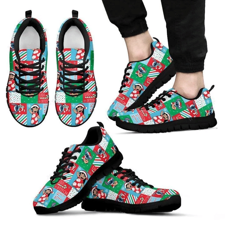 Stitch Lilo & Stitch Disney 23 Print Sneakers, Women’s Sneakers, Handmade Crafted sneaker black Shoes birthday gift Fashion Fly Sneakers TL97