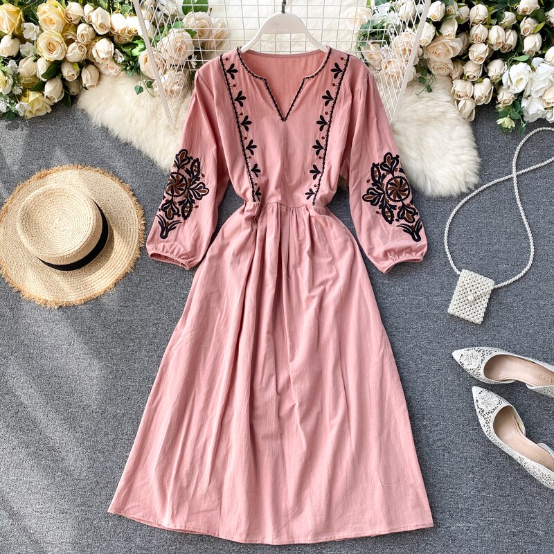 2022 new arrivals women summer dress femme korean retro frensh floral puff sleeve maxi dresses party robe abiti estivi donna alx