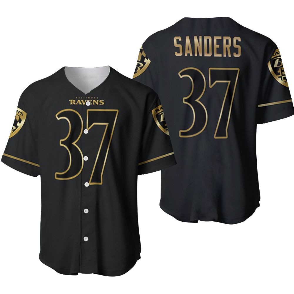 Baltimore Ravens Deion Sanders #37 NFL Great Player Black Golden Brandedition Vapor 3D Designed Allover Gift For Baltimore Fans Baseball Jersey