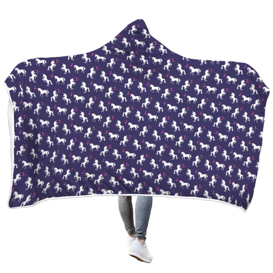 Unicorn In Love Custom Hooded Blanket