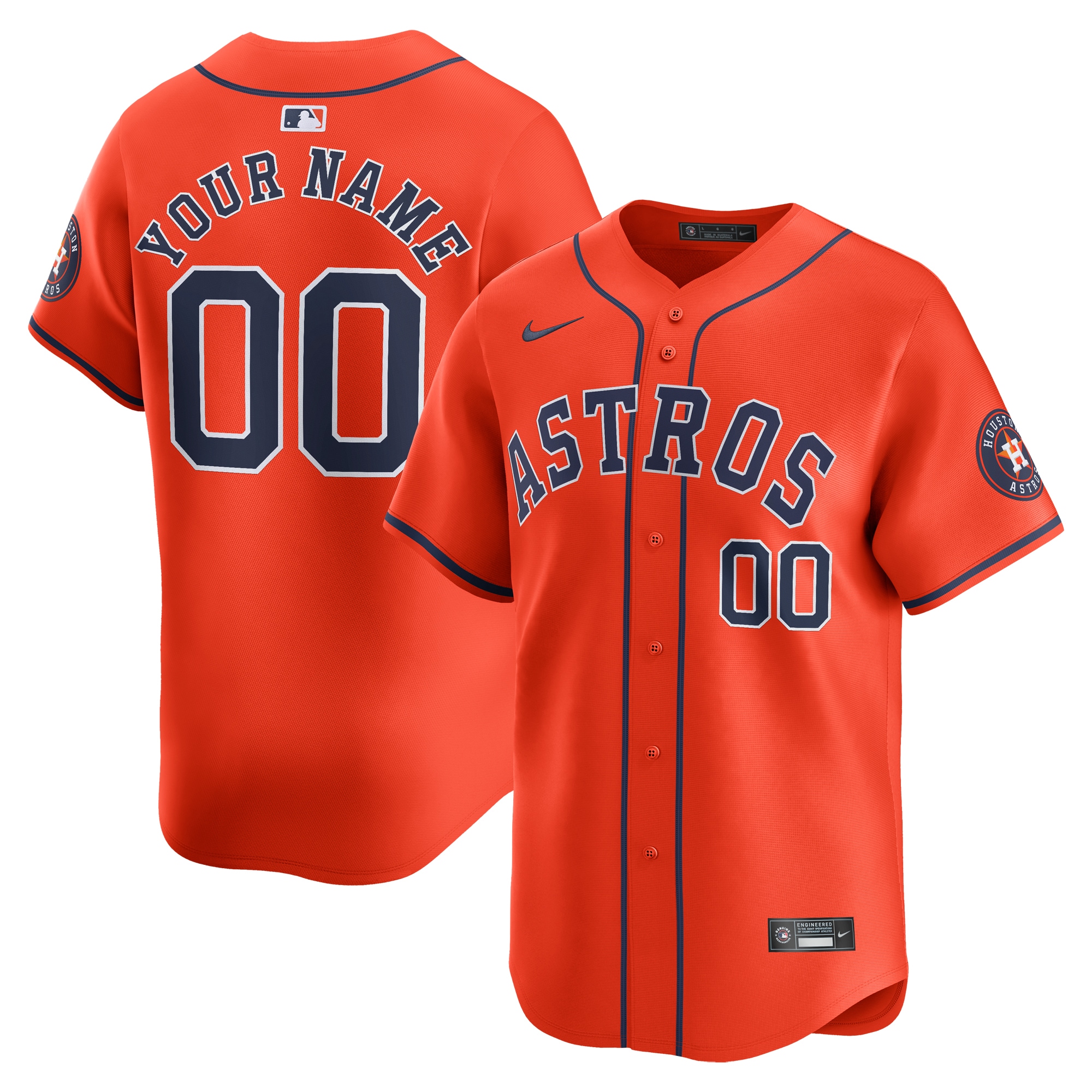 Houston Astros Alternate Limited Custom Jersey  Orange