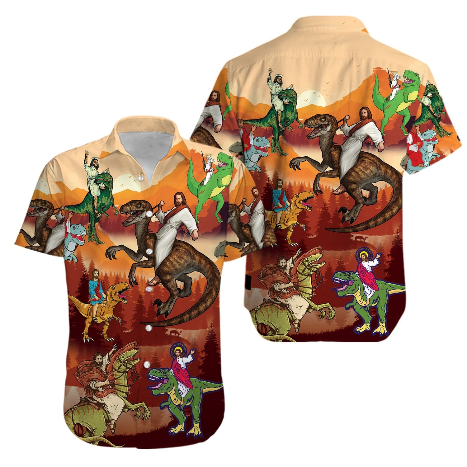 God Jesus Rides A Dinosaur Hawaii Shirts Ha842