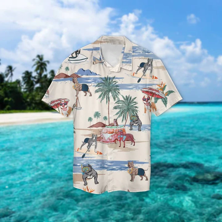 Pitbull Summer Beach Hawaii Hawaii Shirts For Men Women Short Sleeve Aloha Shirt Ha78972