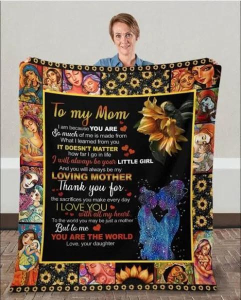 To My Mom Loving Your Mother Fleece Blanket Gift For Mom From Daughter Home Decor Bedding Couch Sofa Soft And Comfy Cozy