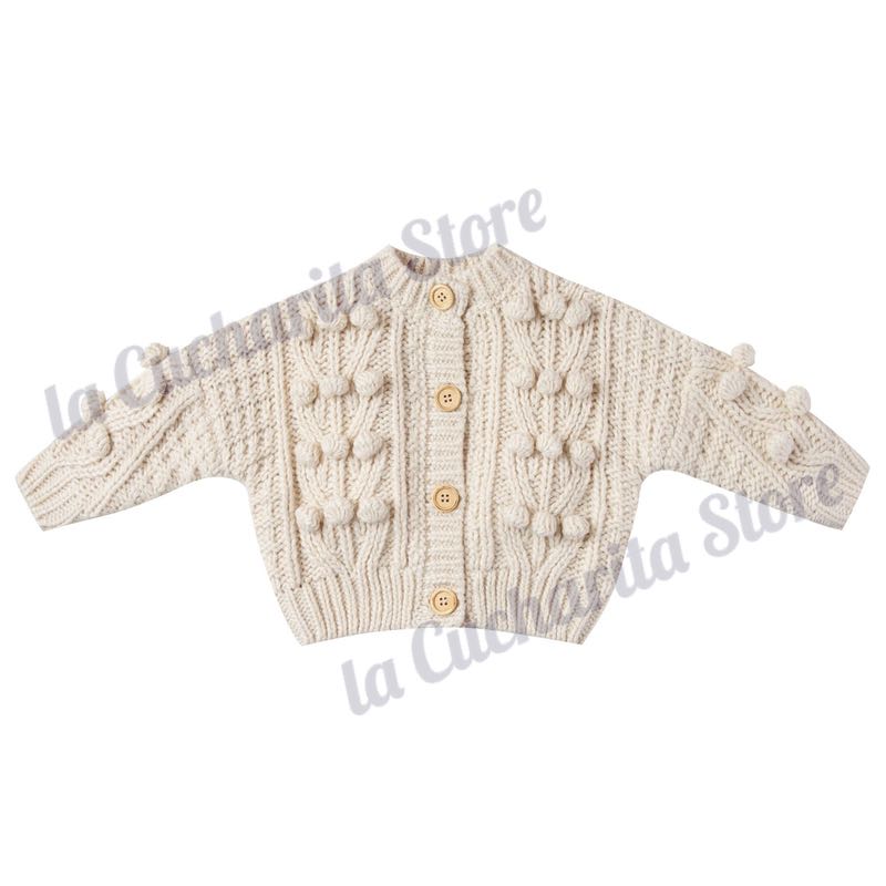 Autumn Winter Girls Boys Knitted Cardigan Wool Sweater Toddler Outerwear Rylee Brand Cute Bobble Baby Knitwear for Girl Cardigan alx