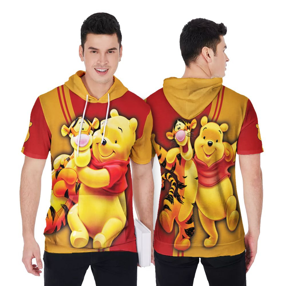 Winnie The Pooh Bear Tiger Fictional Character Gift For Winnie The Pooh Fans Cartoon Movie Lovers Short Sleeve Hoodie