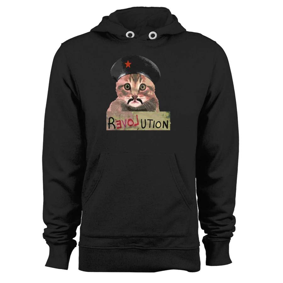 Revolution Love Kitten Funny Che Guevara Cat Activist Unisex Hoodie