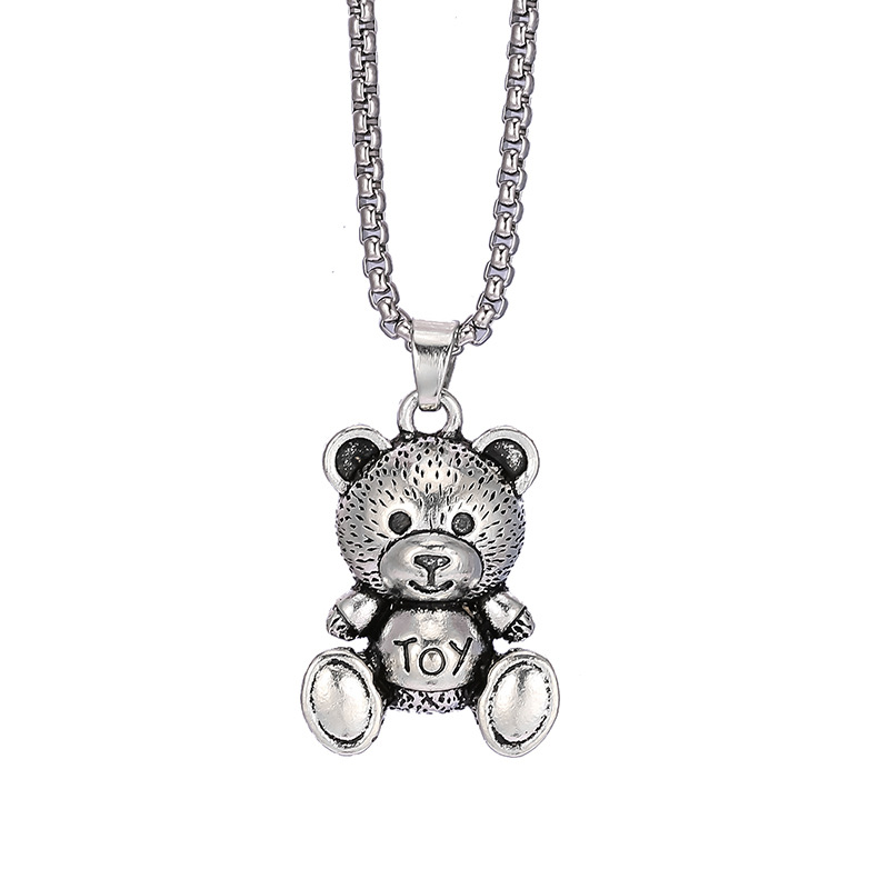 Cute Bear Titanium Steel Hip Hop Rabbit Pendant for Women Men Versatile Personalized Sweater Chain Female Jewelry Goth Collares alx