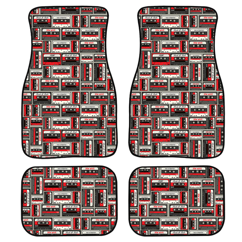 Retro Cassette Tape Pattern Print Front And Back Car Floor Mats, Front Car Mat