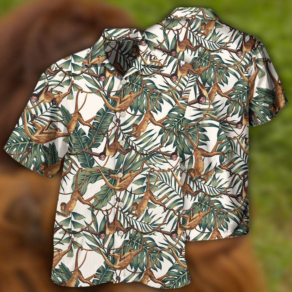 Monkey Tropical Leaves Hawaii Shirt Ha18645