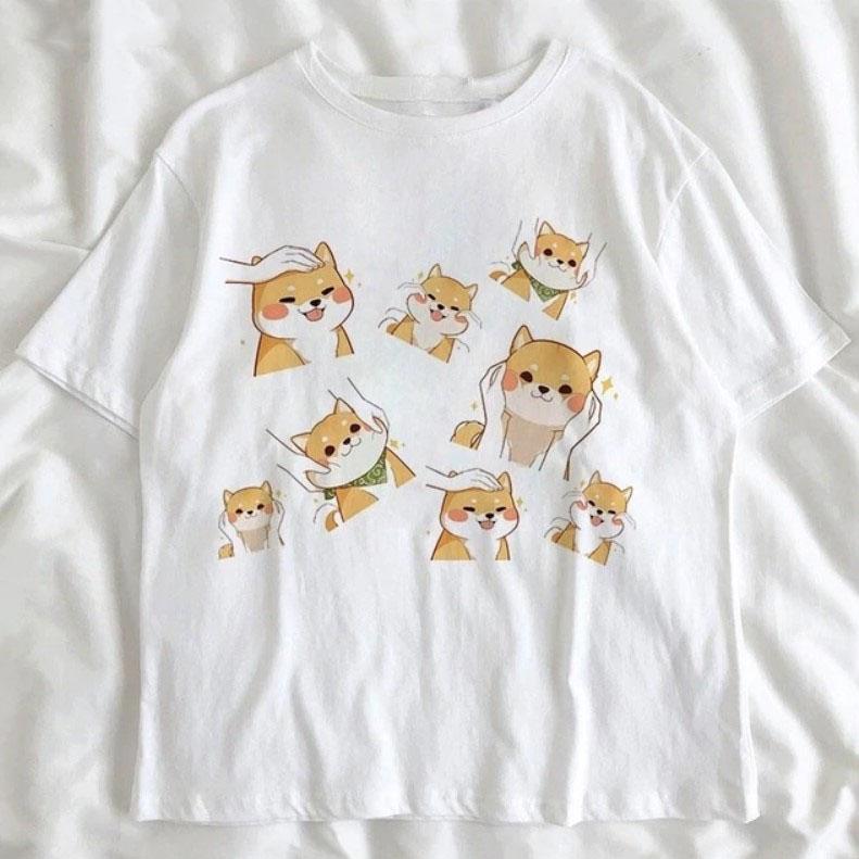 Kawaii Pink T-Shirt Aesthetic Shiba Inu