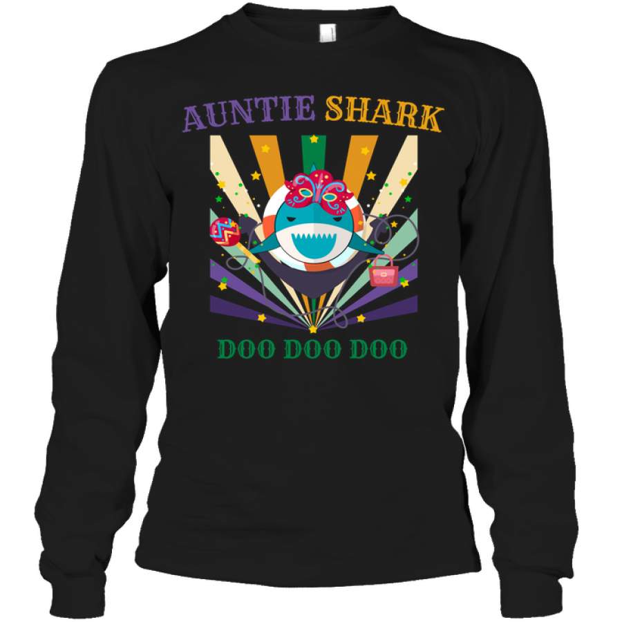 Auntie Shark Doo Doo Doo Happy Mardi Gars Family Shirt