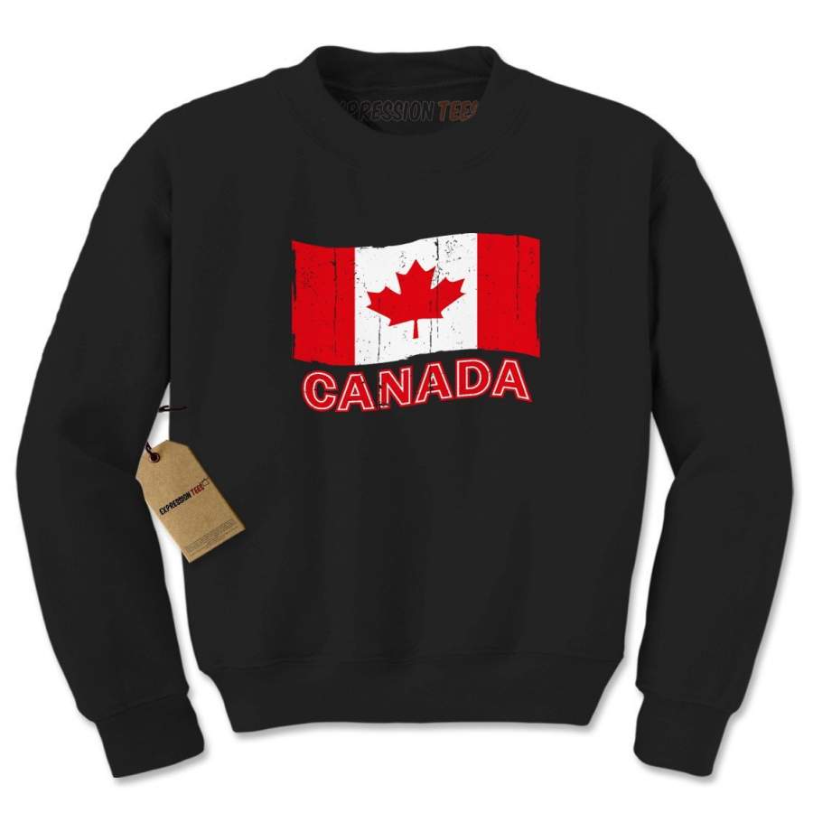 Vintage Canada Flag Adult Crewneck Sweatshirt