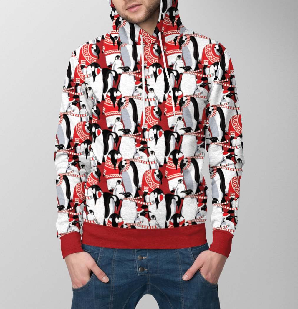 Penguin Love Christmas Red Cool 3D Printed Sublimation Hoodie Hooded Sweatshirt Comfy Soft And Warm For Men Women S To 5Xl Ctc22034430