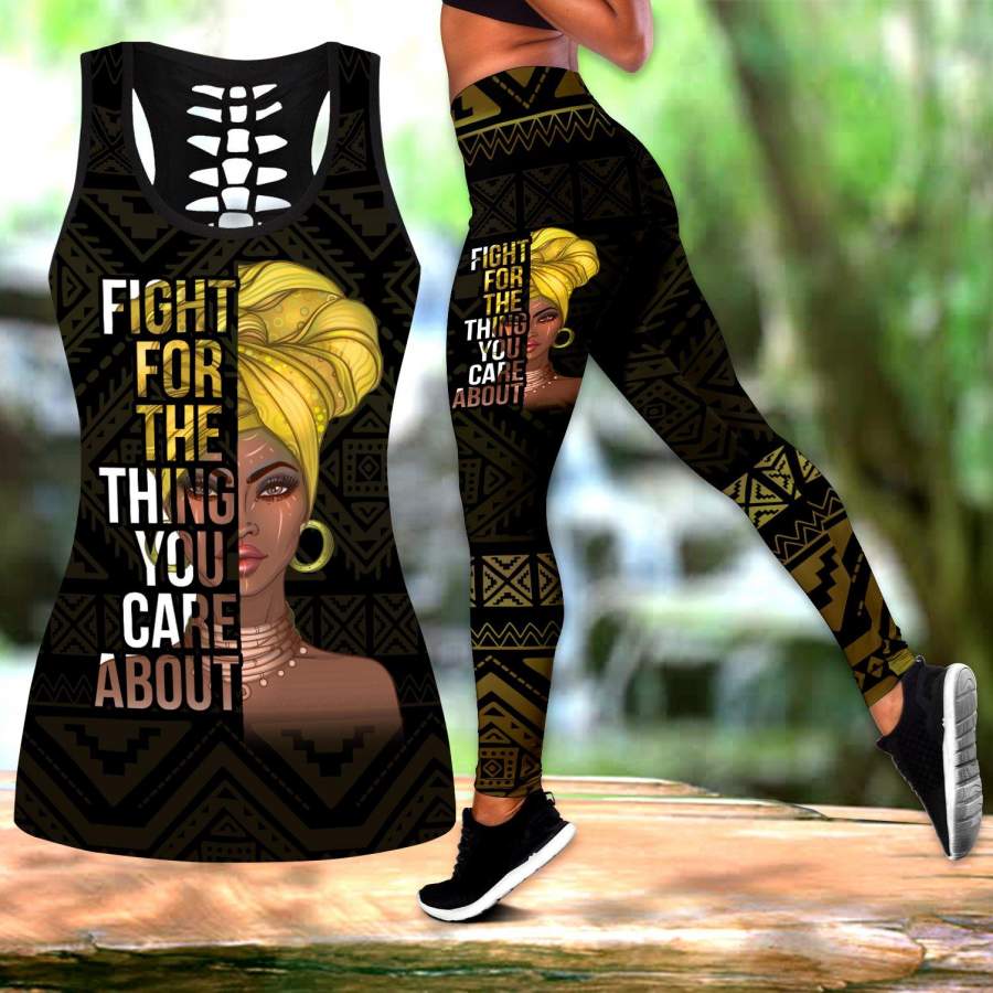 African American Fight For Thing Combo Leggings And Hollow Tank Top