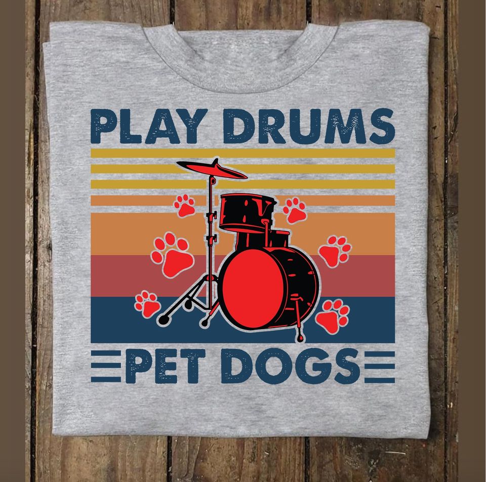 Paw Play Drums Pet Dogs Standard T-Shirt