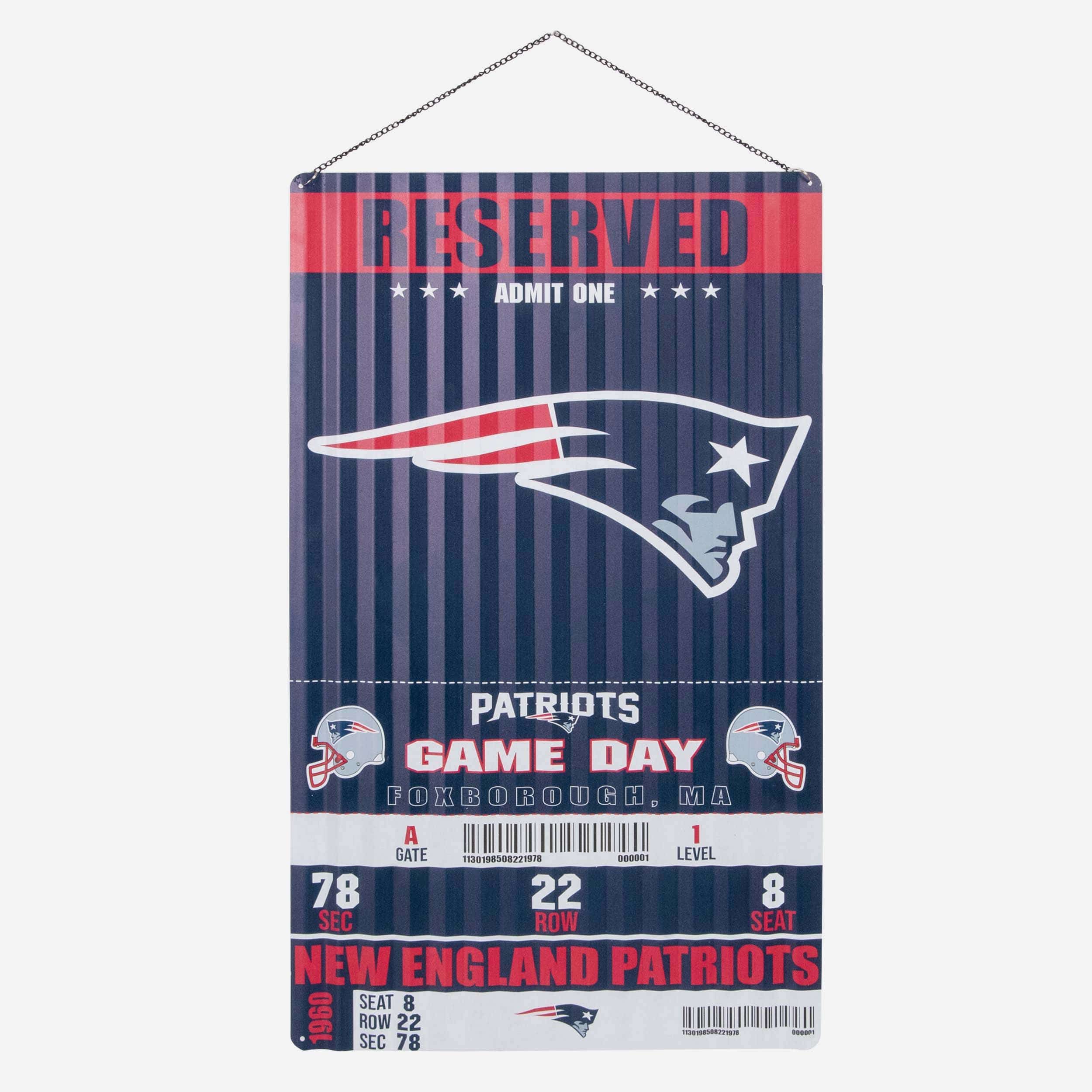 New England Patriots Corrugated Metal Wall Sign