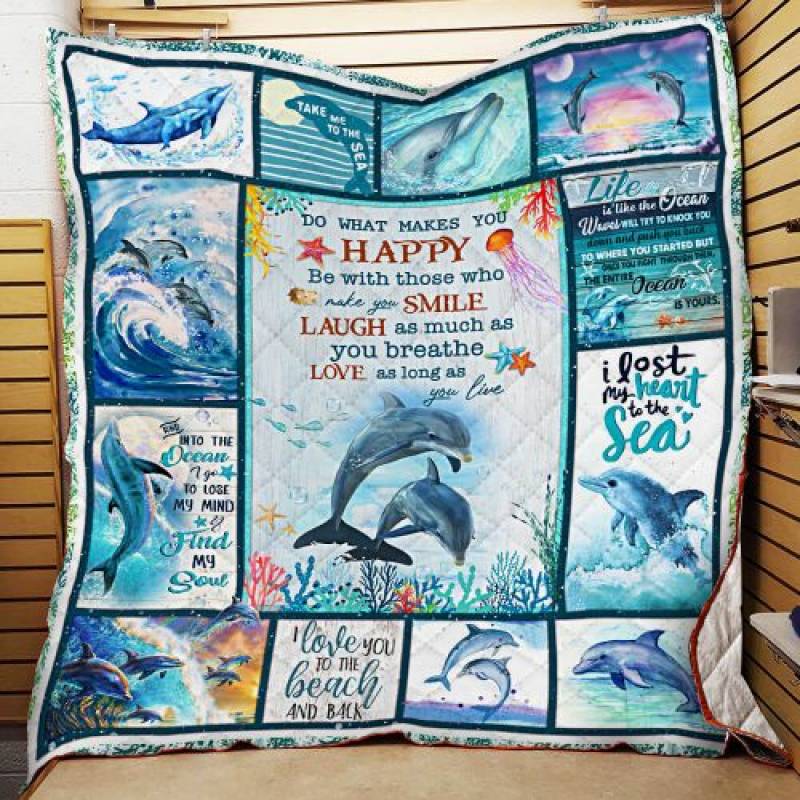 Dolphin – Do What Makes You Happy Quilt Blanket LHA668 Block Of Gear™