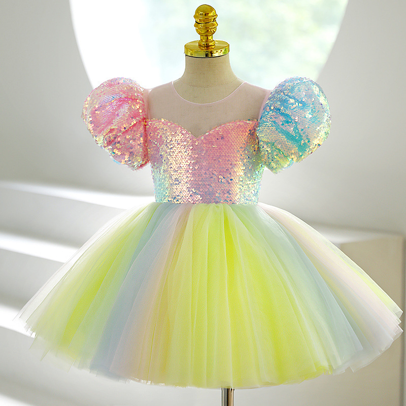 2022 Summer Sequins kids mermaid birthday party dresses for day and night children’s Short dresses girls summer charm costume alx