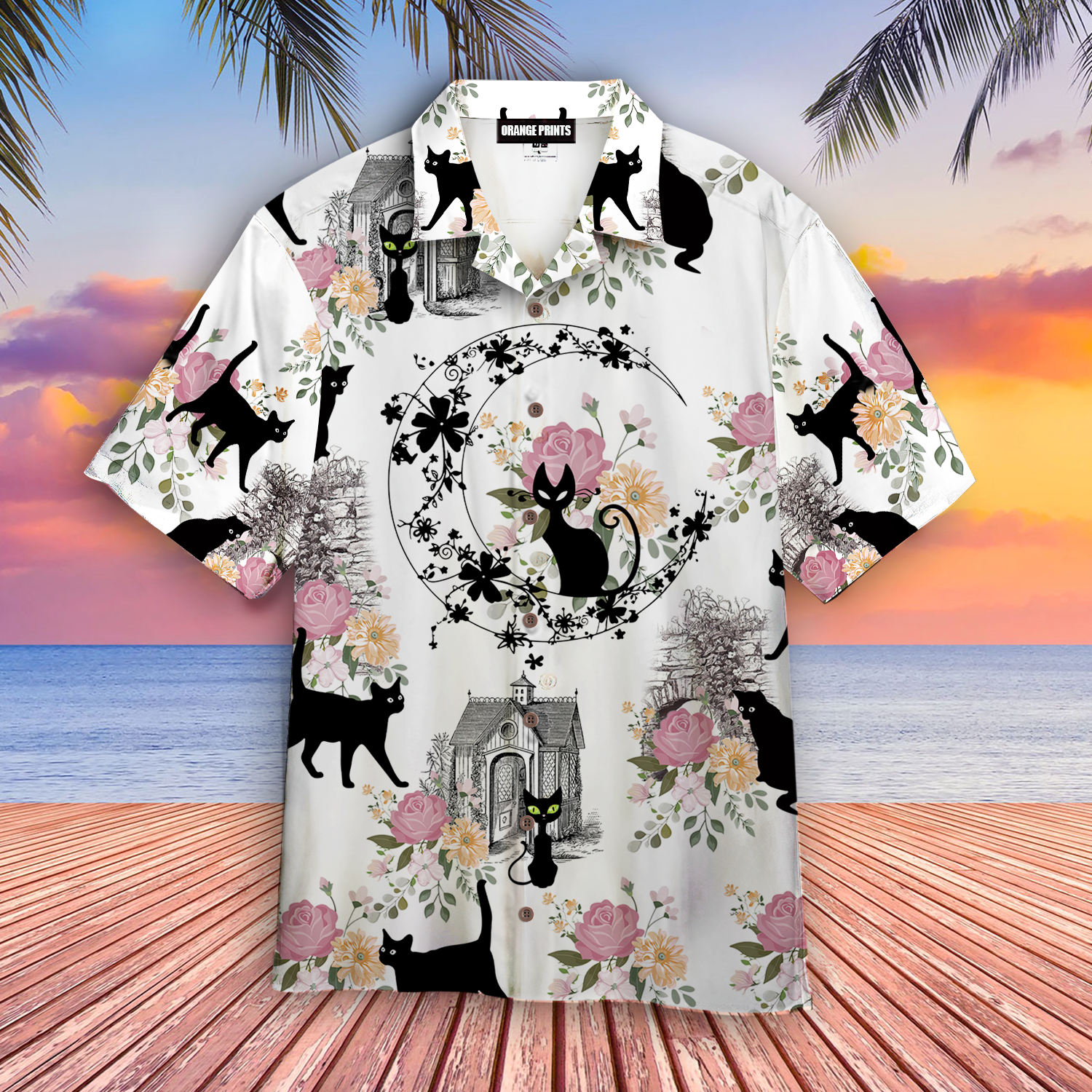 Black Cats With Flowers Aloha Hawaii Shirts For Men And Women Ha93113