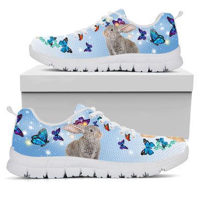 Rabbit Butterfly Sneakers, Sneaker Personalized Shoes Custom Name, Text For Women, Men